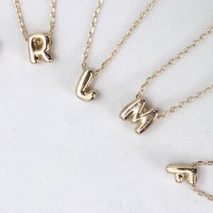 Gold Mini Bubble Initial Necklace (5101)